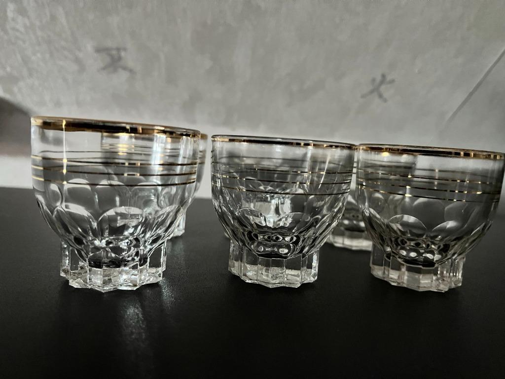 6 oude glaasjes met gouden randjes, Antiek en Kunst, Ophalen