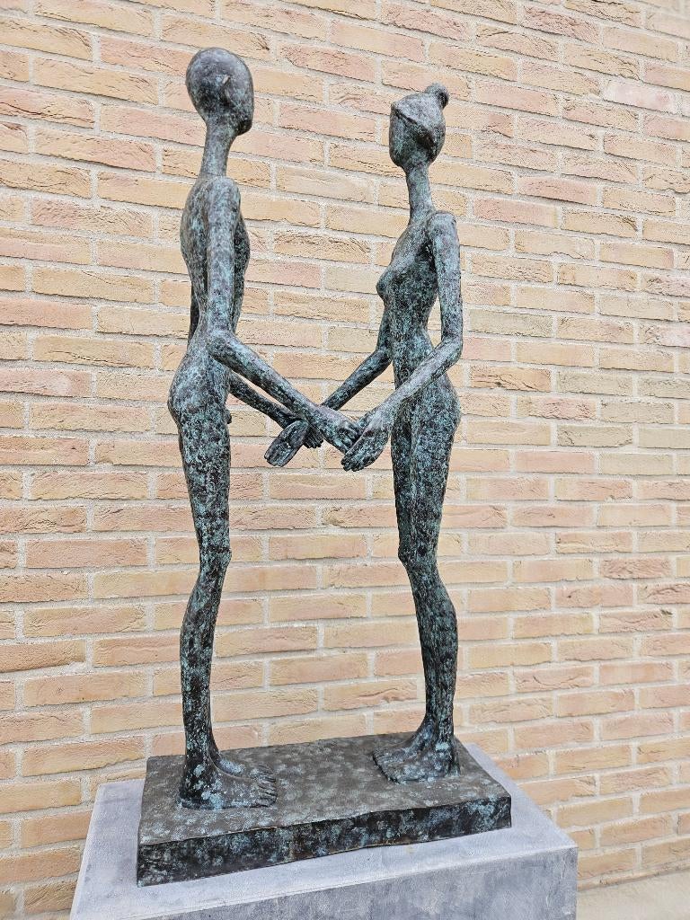 BRONZEN KOPPEL 'SAMEN' MAN EN VROUW, OOK ANDERE BRONZEN!!!, Antiek en Kunst, Ophalen of Verzenden, Brons, Beeld, Abstract