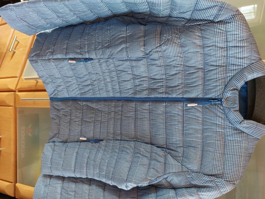 Korte jas dames geruit blauw maat 44, Ophalen, Blauw, Maat 42/44 (L), Zo goed als nieuw