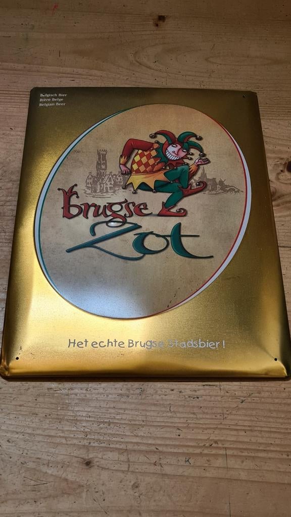 Metalen bord Brugse Zot emaille, Verzamelen, Biermerken, Ophalen of Verzenden, Zo goed als nieuw