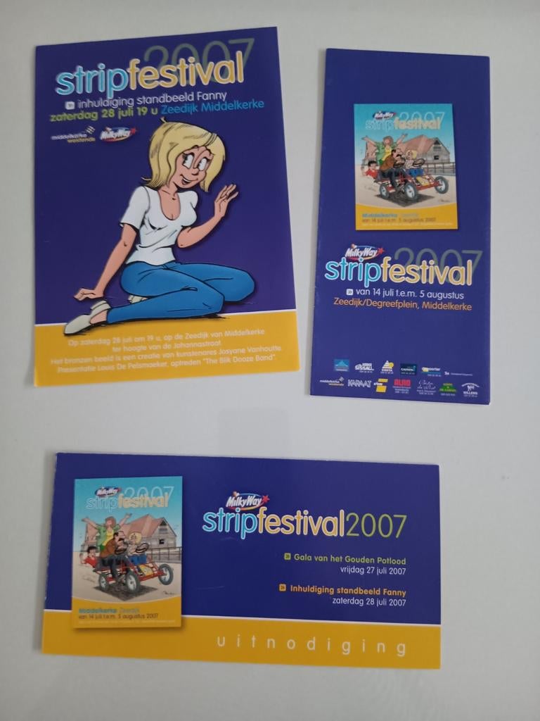 Kiekeboe uitnodigingskaartje met gesigneerd Merho  en Krings, Ophalen of Verzenden