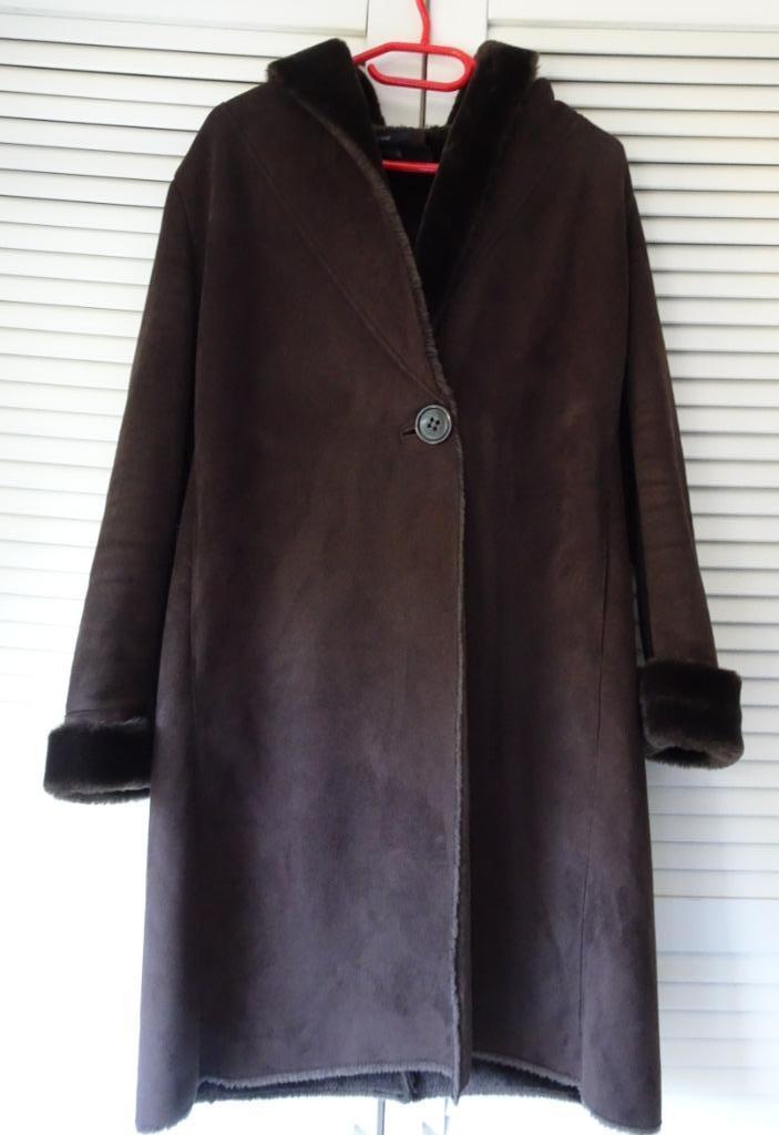 Manteau en mouton retourné avec capuchon, Taille 38/40 (M), Enlèvement ou Envoi, Brun, Porté