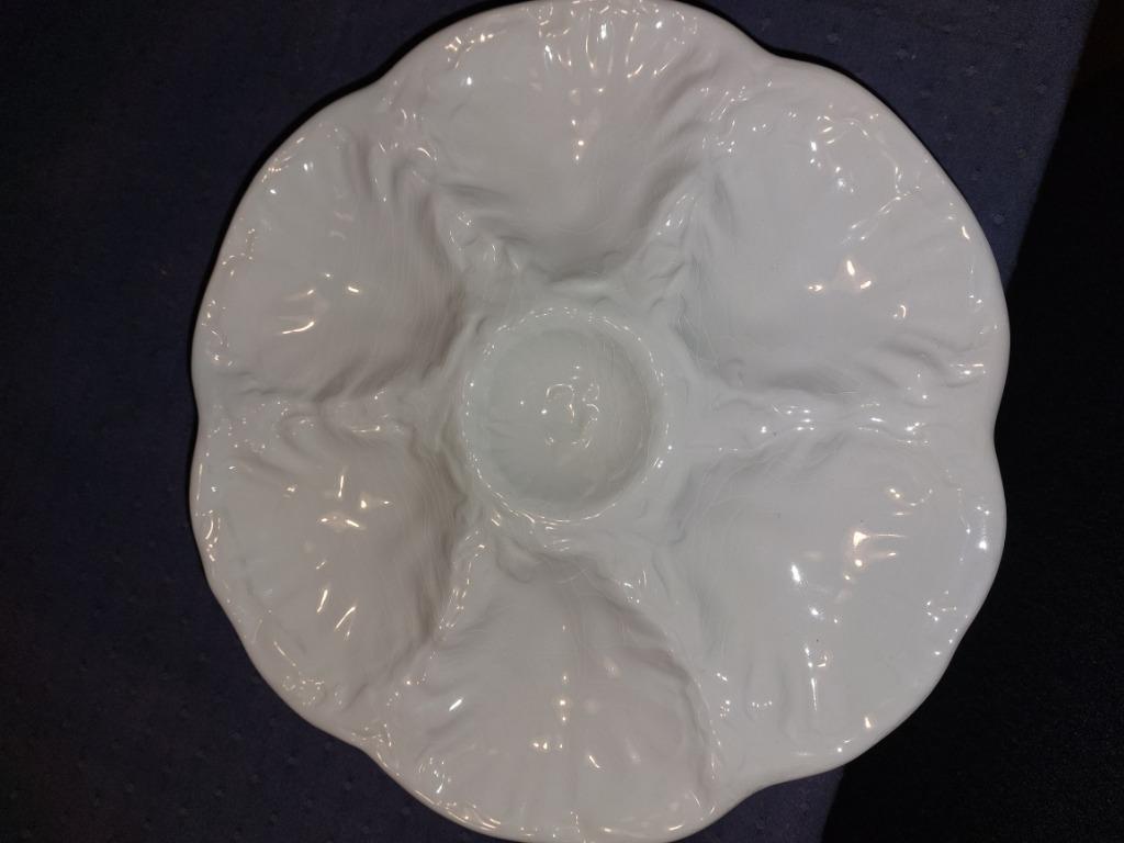6 assiettes à huîtres blanches | Gien, Enlèvement