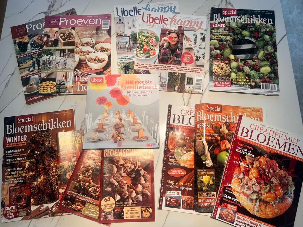 Libelle Proeven, Happy, Bloemschikken, creatief met bloemen, Boeken, Ophalen of Verzenden, Gelezen, Damesbladen