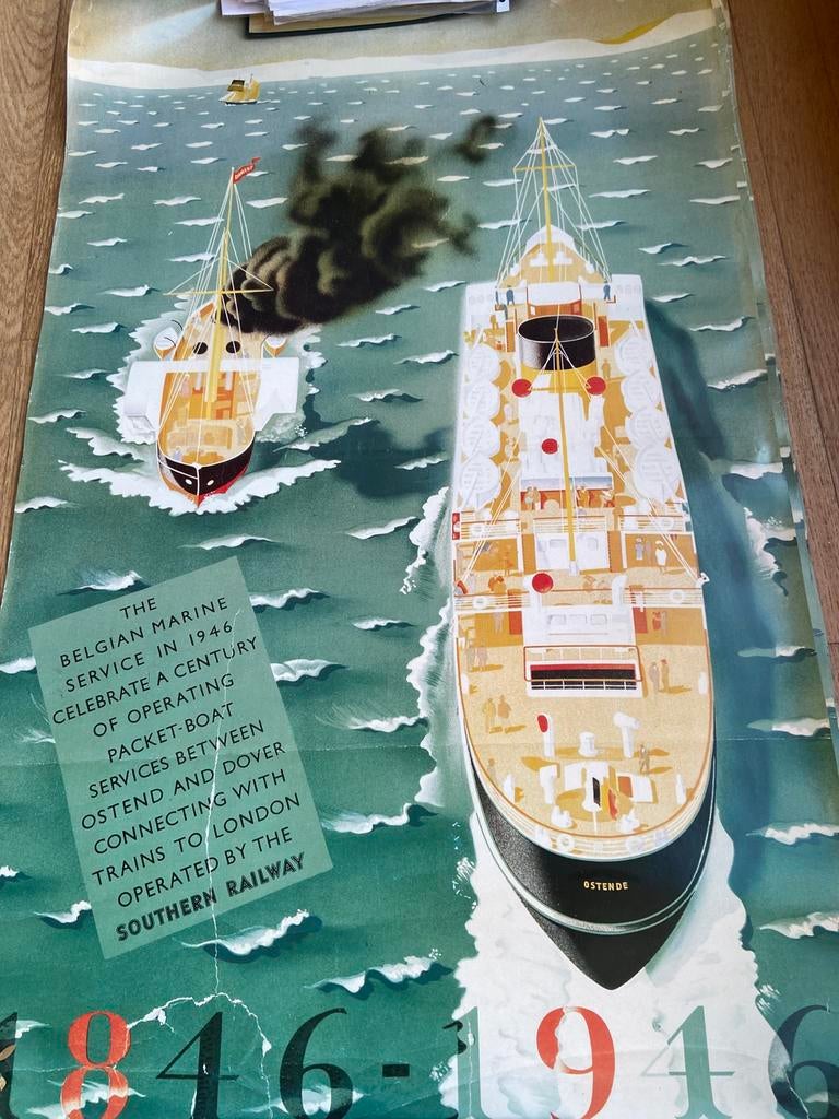 Afgiche d'Ostende à Douvres. 1846 à 1946, Enlèvement ou Envoi, Comme neuf