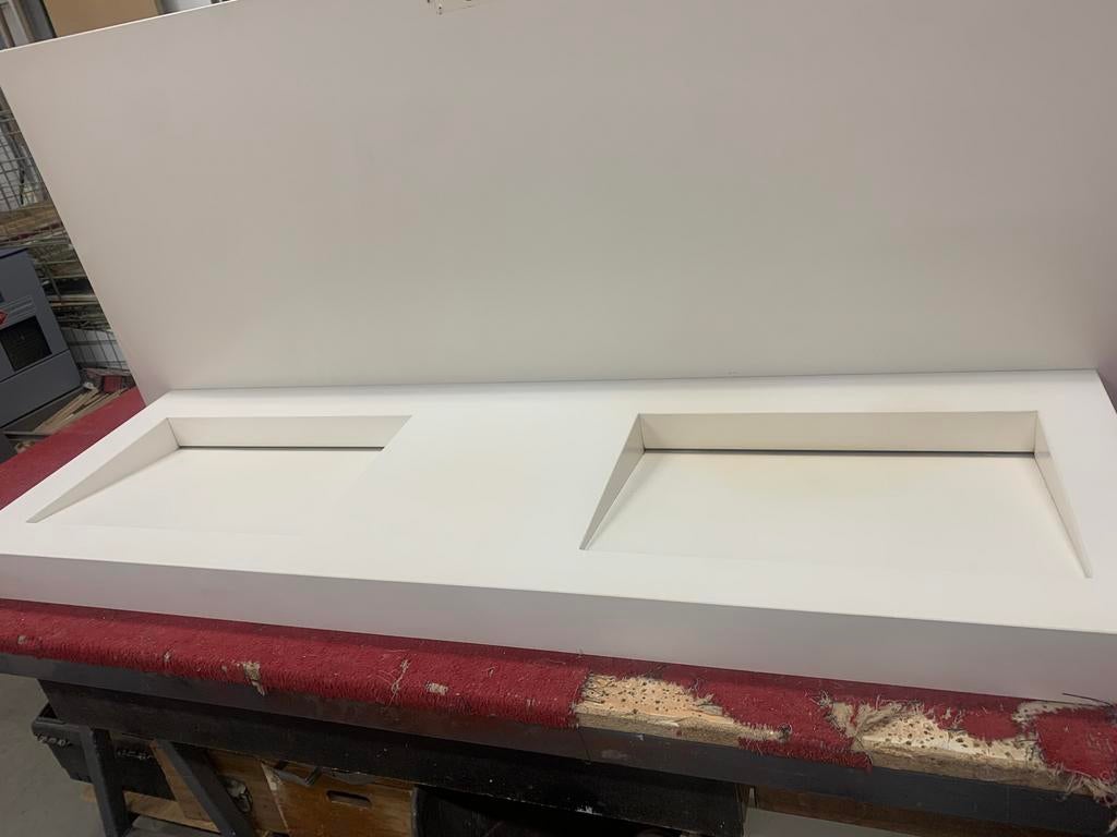 Dubbele lavabo corian, Ophalen, Gebruikt, Inox, Wastafel