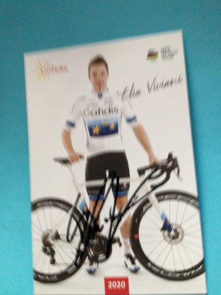 Wielerkaart 2020 elia viviani  signe, Verzenden, Zo goed als nieuw