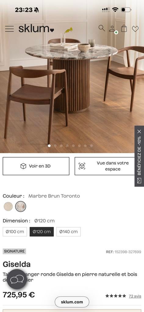Table à manger ronde – Pierre naturelle & bois de manguier, Enlèvement, Comme neuf