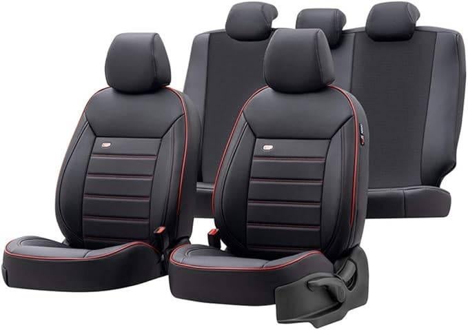 NIEUW autostoelhoezen leder met rode rand (OTOM), Ophalen of Verzenden, Nieuw
