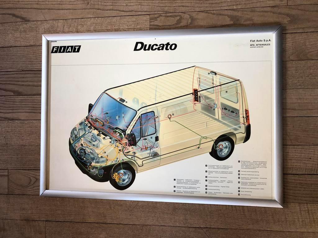 mancave oldtimer poster 1993 FIAT ducato in posterlijst, Enlèvement ou Envoi, Utilisé, Voitures