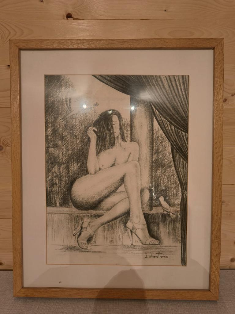 Houtskool "Etude : Jambes de Femme" (Jacques Danthine), Antiek en Kunst, Ophalen