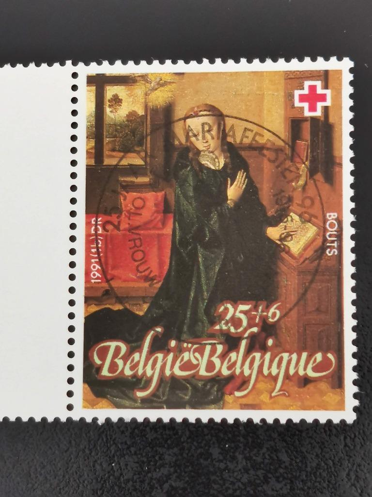 Belgie 1991 - kunst - Dirk Bouts - Rode Kruis - toeslagzegel, Ophalen of Verzenden, Gestempeld, Kunst
