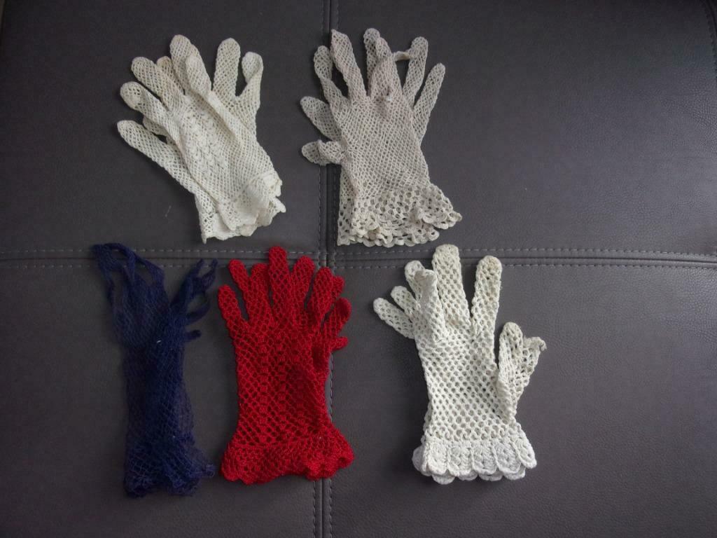 5 paar oude vintage handschoenen, Antiek en Kunst, Ophalen of Verzenden, Dames