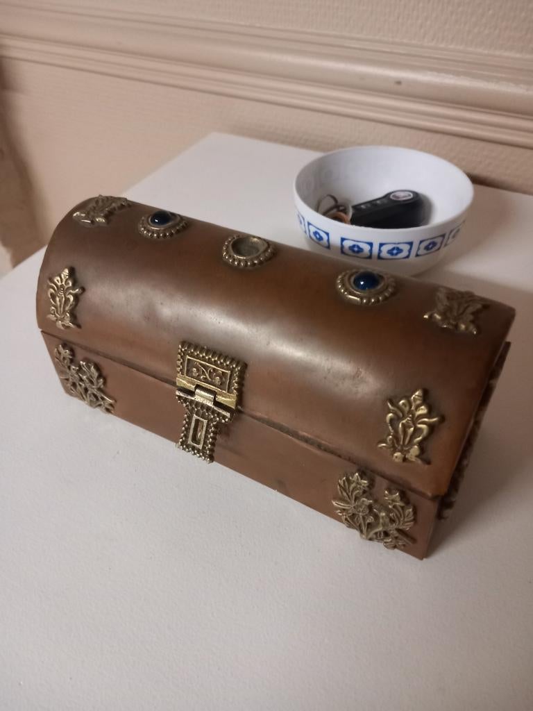 Uniek oud antiek juwelen doosje koper, Ophalen, Zo goed als nieuw