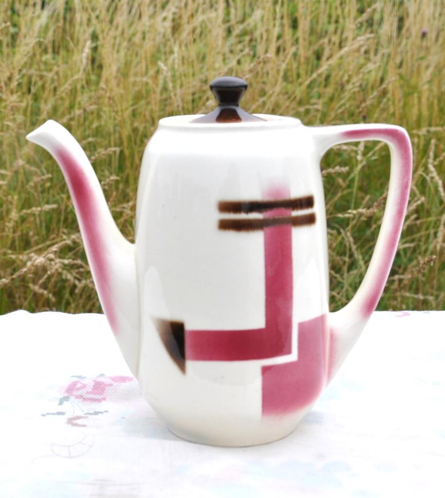 cafetiere en faience motif art deco maastricht, Enlèvement ou Envoi