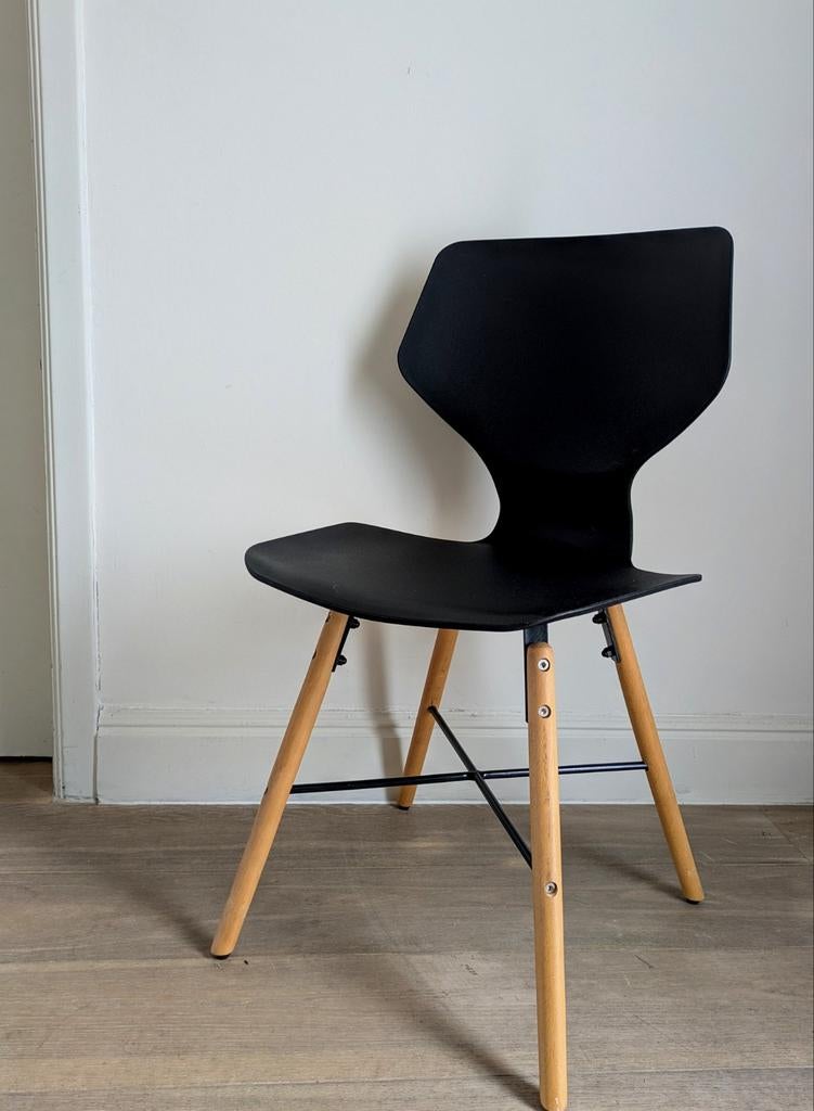 4 Eetkamerstoelen (zwart/hout), Ophalen