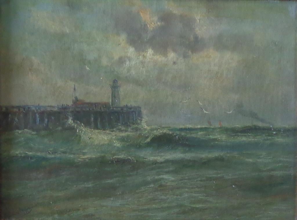 ROMAIN STEPPE / STAKETSEL ZEE / OLIEVERF / 48x58cm / KADER, Antiek en Kunst, Ophalen of Verzenden