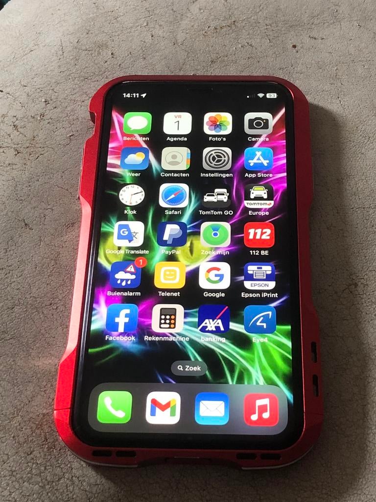 iphone x 256GB Kleur wit met rode aluminium case, 256 GB, Wit, Zo goed als nieuw, Zonder simlock