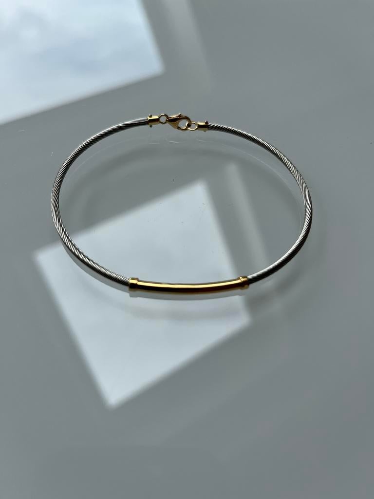 Bracelet en plaqué or et acier, Neuf, Or
