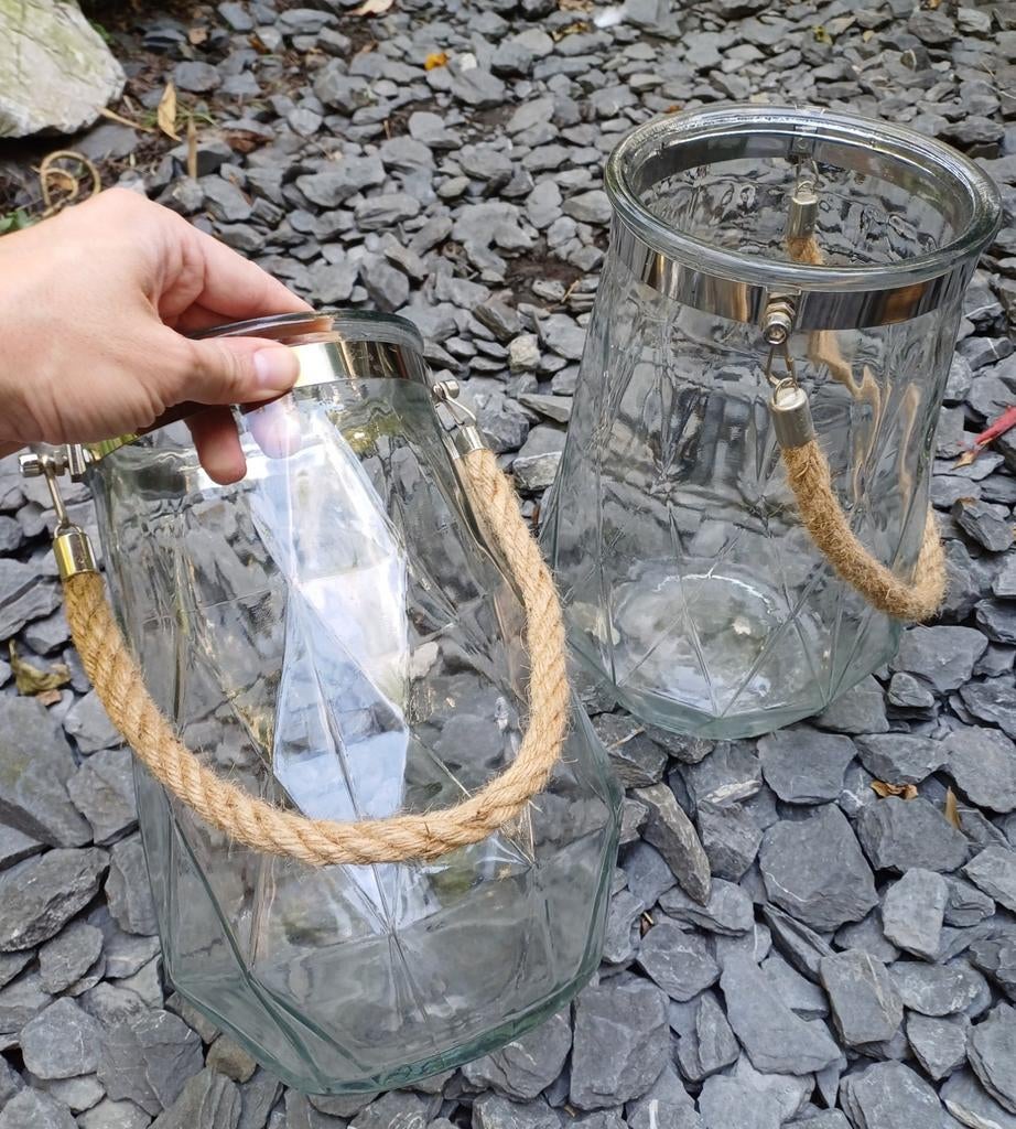 2 grote windlichten voor in de tuin, Enlèvement, Comme neuf