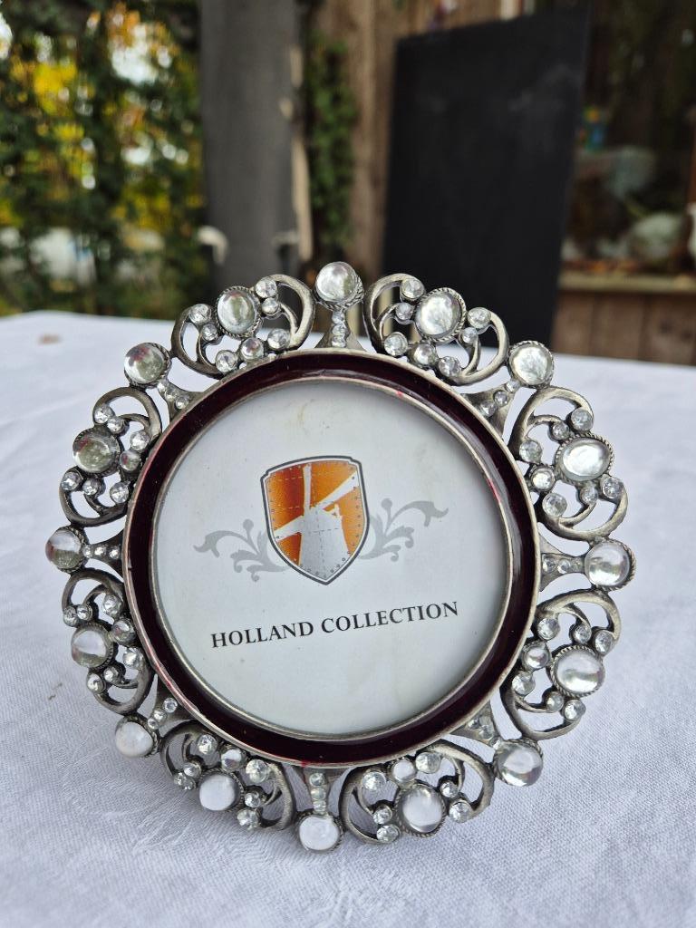 Fotokader zilver metaal glimmende steentjes - brocante stijl, Ophalen of Verzenden, Nieuw