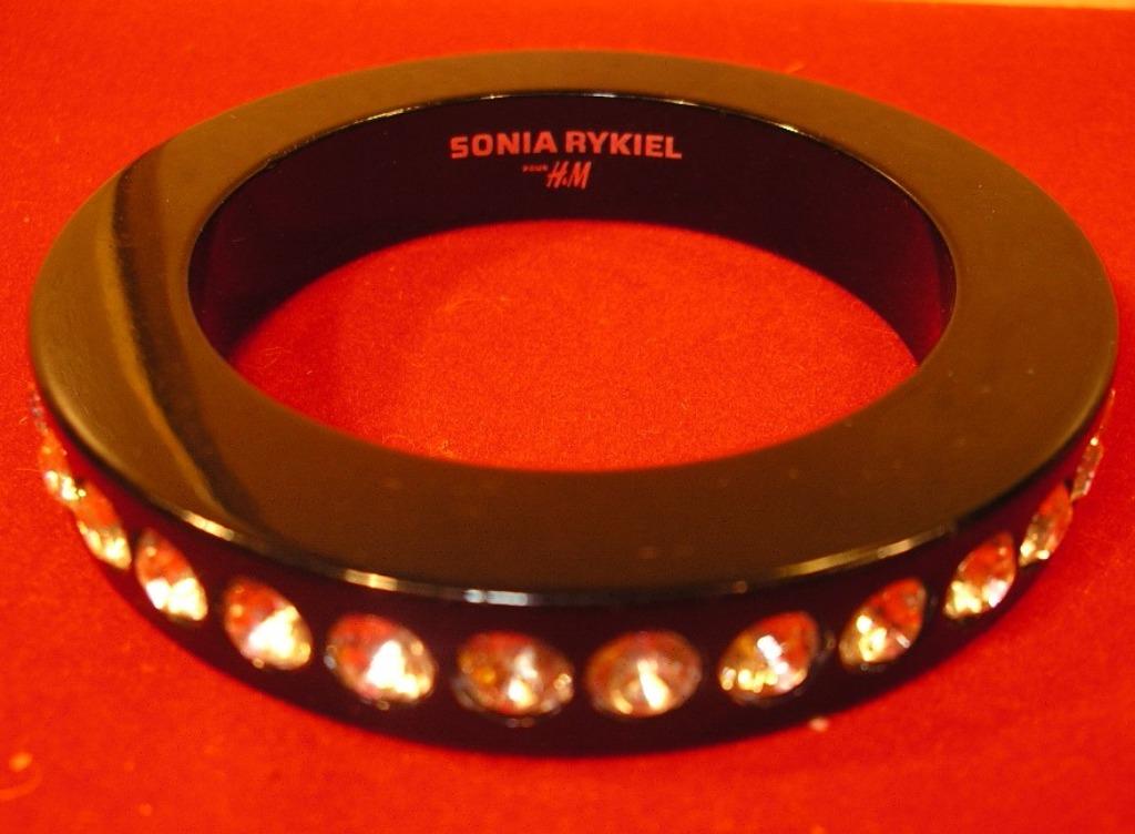 BRACELET NOIR ET STRASS SONIA RYKIEL BY H&M, Enlèvement ou Envoi, Comme neuf, Synthétique ou Plastique, Avec strass
