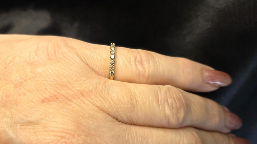 Diamant champagne vintage doré. CA : 0,20 ct.2026/12, Or, Plus petit que 17, Comme neuf, Or