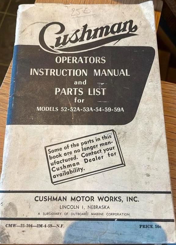 Cushman manual en Parts List, Enlèvement ou Envoi, Autres marques