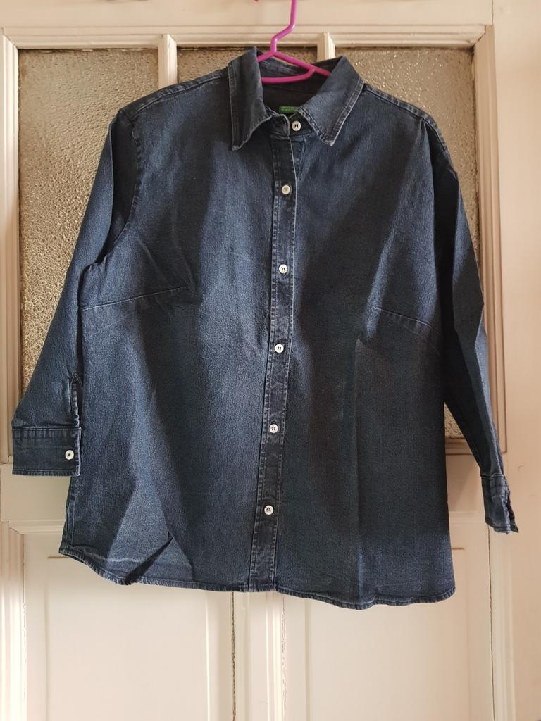 Jeanshemd Benetton maat 40, Ophalen of Verzenden, Gedragen, Maat 38/40 (M), Blauw