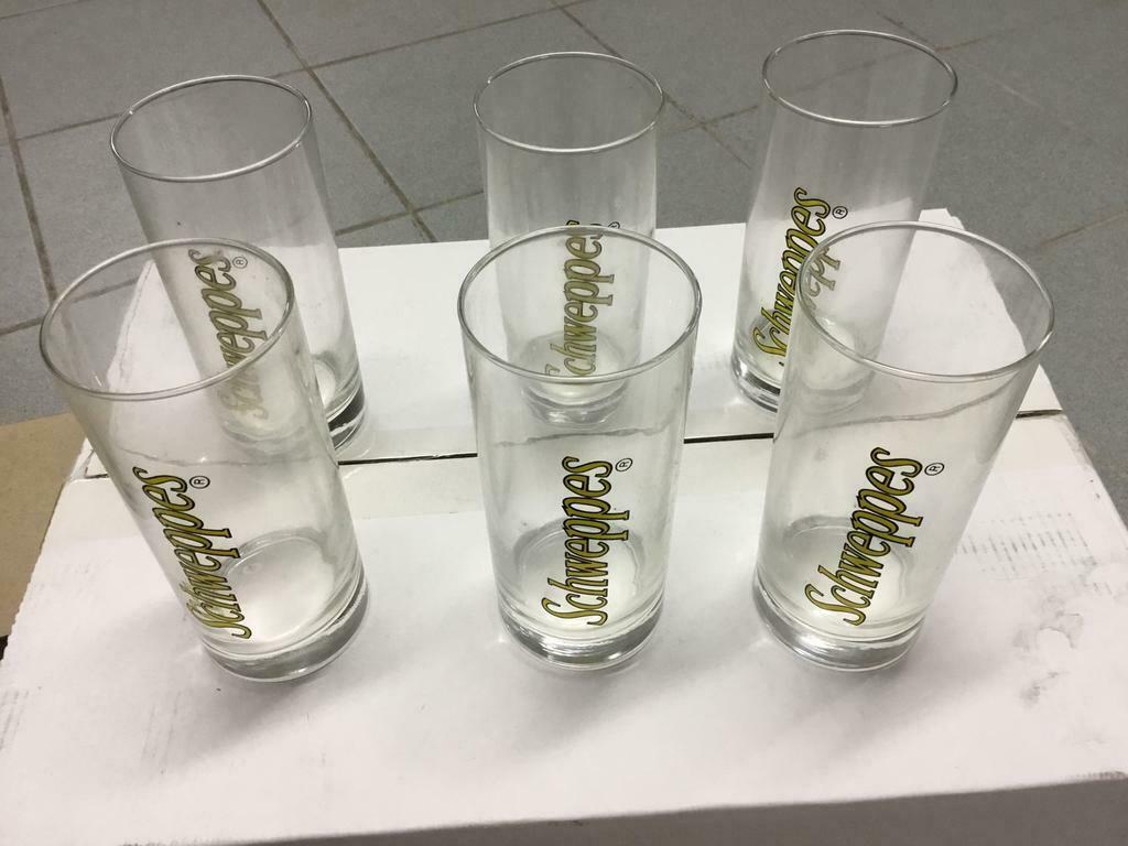 6 VINTAGE SCHWEPPES glazen in originele doos, Ophalen of Verzenden, Nieuw