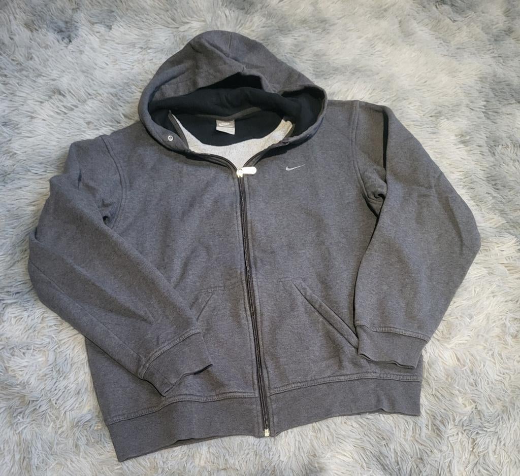 Sweat à capuche zippé Nike Vintage – Style Y2K - Taille M, Gris, Enlèvement ou Envoi, Nike, Porté