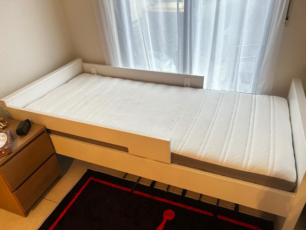 Bopita Bed incl. 2 uitvalbeschermers Jonne Wit + matras, Ophalen, Zo goed als nieuw, Overige typen