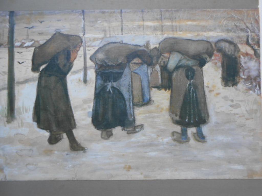 Poster Mijnwerkersvrouwen dragen zakken met kolen Van Gogh, Ophalen of Verzenden, Zo goed als nieuw, Rechthoekig Liggend