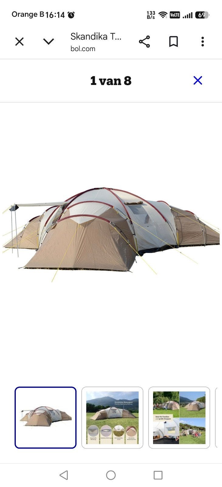 Heel grote tent voor max 12 personen met drie slaapcabines., Ophalen