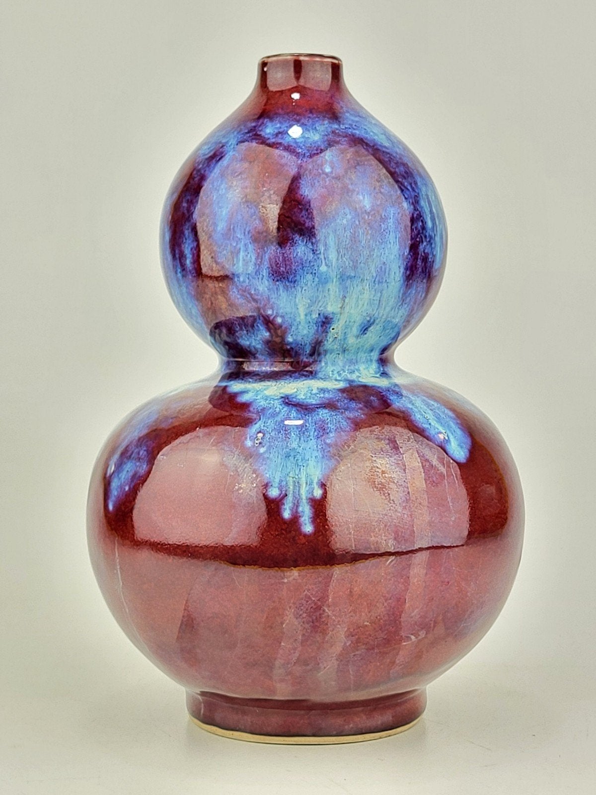 Rare vase chinois à double calebasse flambe du XIXe siècle, Violet, Enlèvement ou Envoi, Vase