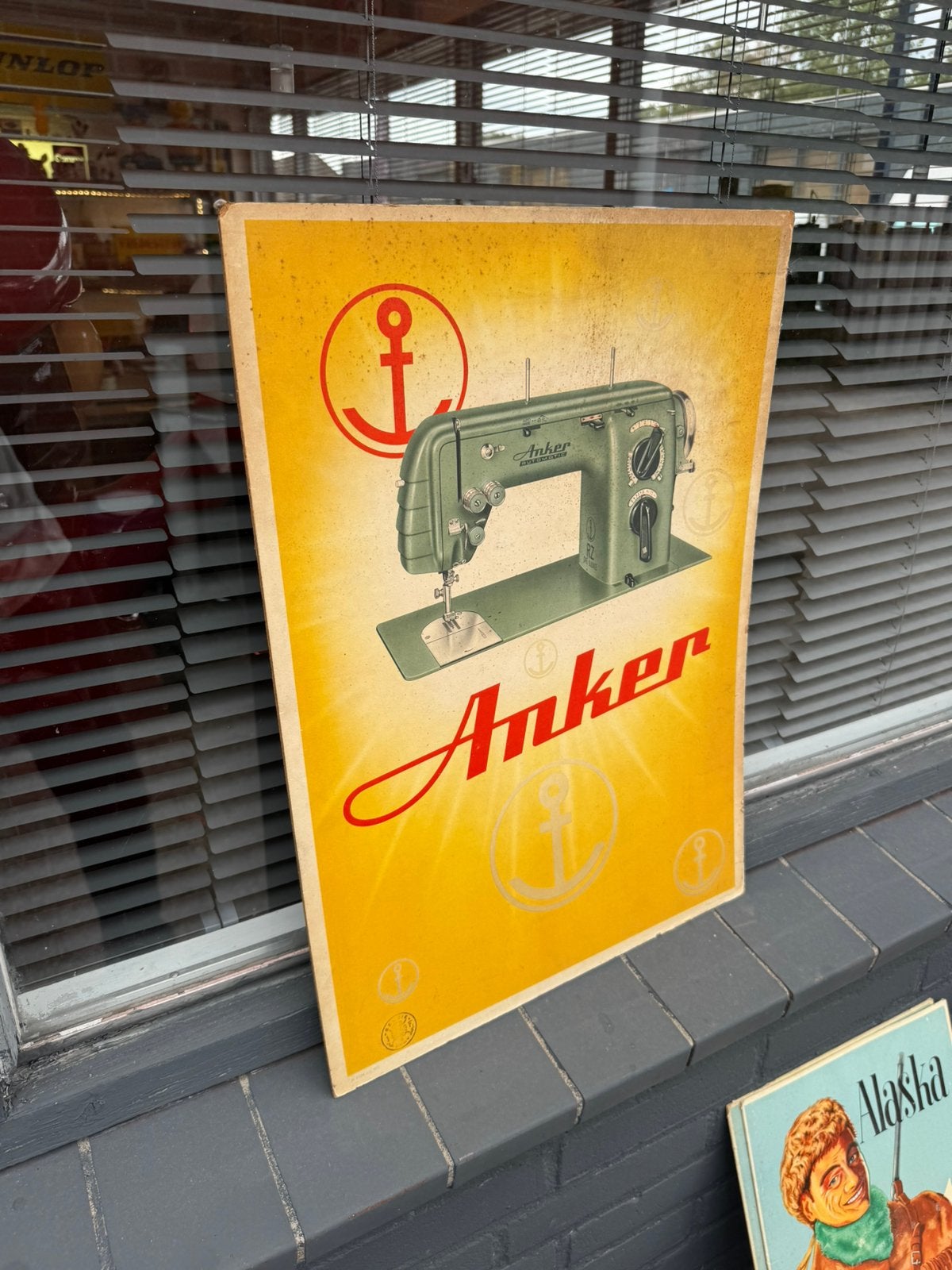 Panneau publicitaire vintage pour machines à coudre Anker, Enlèvement ou Envoi