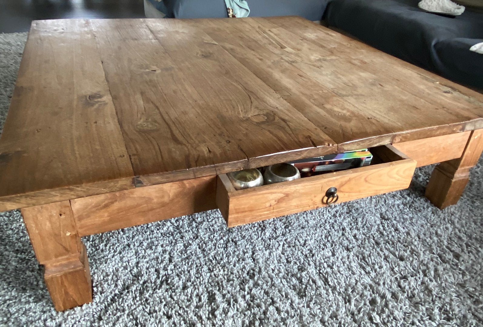salontafel eik 130x130cm, 100 à 150 cm, Koloniaal, Carré, 100 à 150 cm