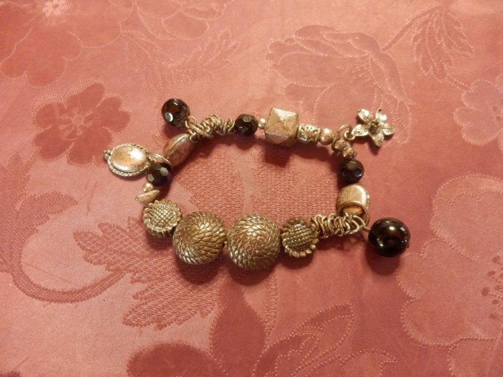 (10) -bracelet argenté noir, Kunststof of Plastic, Ophalen of Verzenden, Zo goed als nieuw, Met bedels of kralen