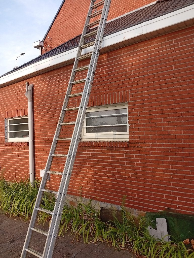 Schuifladder 2 x 18 treden, Doe-het-zelf en Bouw, Ladders en Trappen, Ophalen, Gebruikt, Ladder, 4 meter of meer