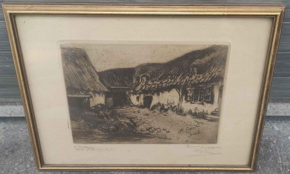 Eau forte épreuve d artiste dilbeek signe pol craps, Enlèvement ou Envoi, Gravure, Original