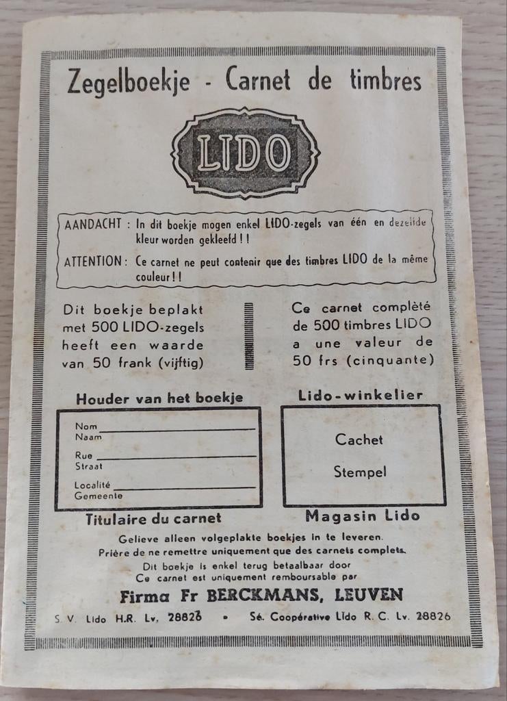 Zegelspaarboekje Lido Fr. Berckmans Leuven, Verzamelen, Ophalen