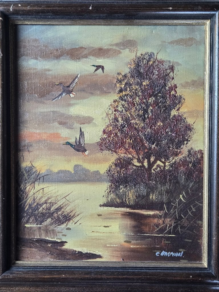 tableau artiste HASMAN encadré dans une très beau cadre bois, Peinture à l'huile, Paysage, Enlèvement, Toile