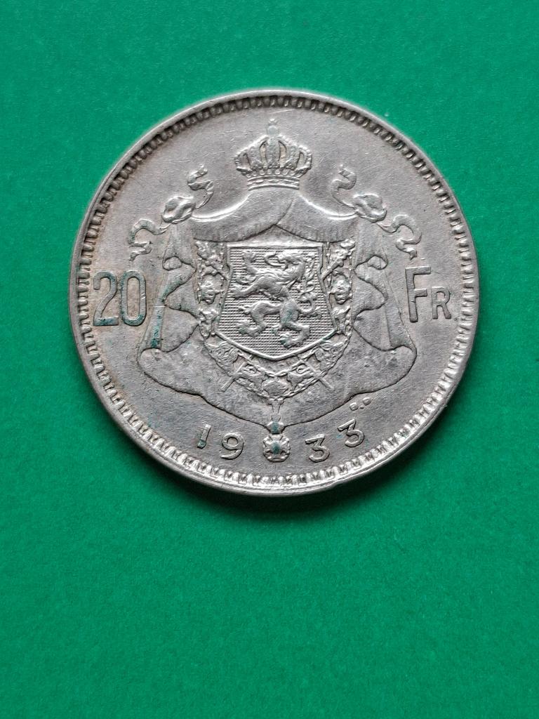 1933 Belgique 20 francs en argent, flamande position B, Timbres & Monnaies, Monnaies | Belgique, Monnaie en vrac, Argent, Argent