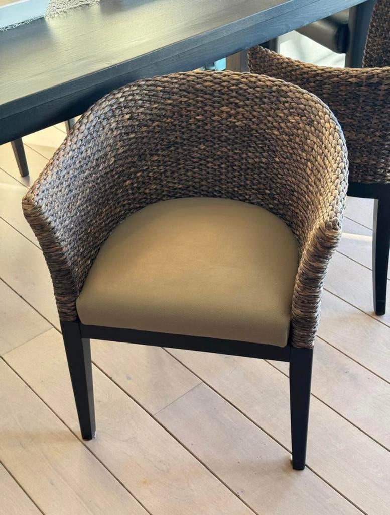 4 eetkamerstoelen - landelijk, riet, Huis en Inrichting, Ophalen, Bruin, Riet of Rotan, Vier