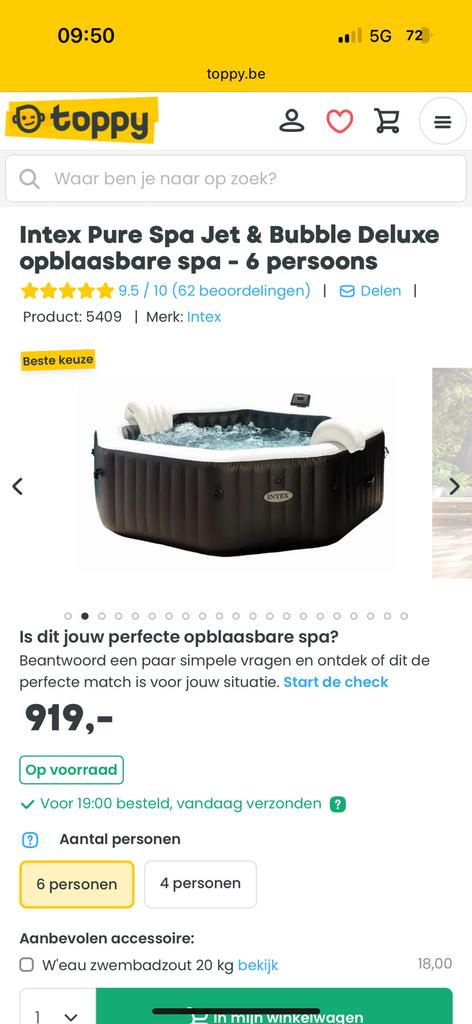 Intex pure spa jet & bubble deluxe opblaasbare spa 6 pers, Tuin en Terras, Zwembaden, Ophalen, Gebruikt, Opblaaszwembad, 80 tot 120 cm