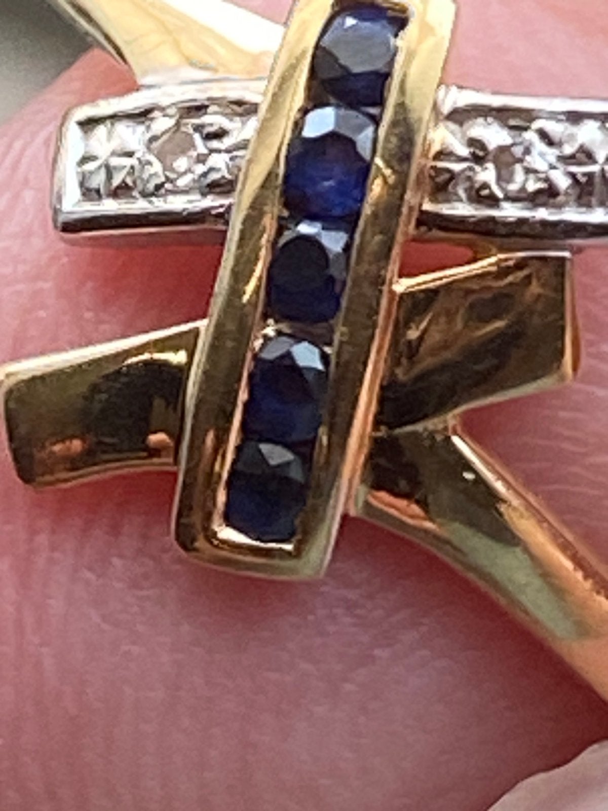 18-karaats gouden ring met saffier, Handtassen en Accessoires, Ringen, Ophalen, Zo goed als nieuw, Goud, Goud