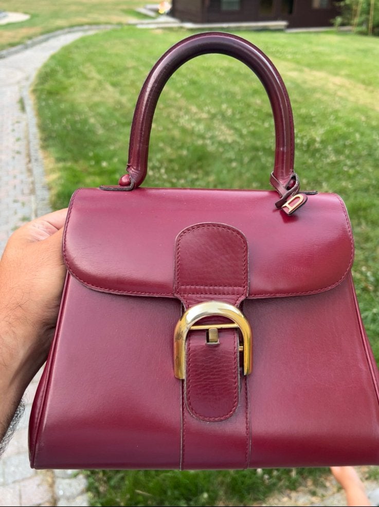 DELVAUX LE BRILLANT BOXCALF PM ROUGE BORDEAUX - TBE, Enlèvement ou Envoi, Comme neuf, Rouge, Sac à main