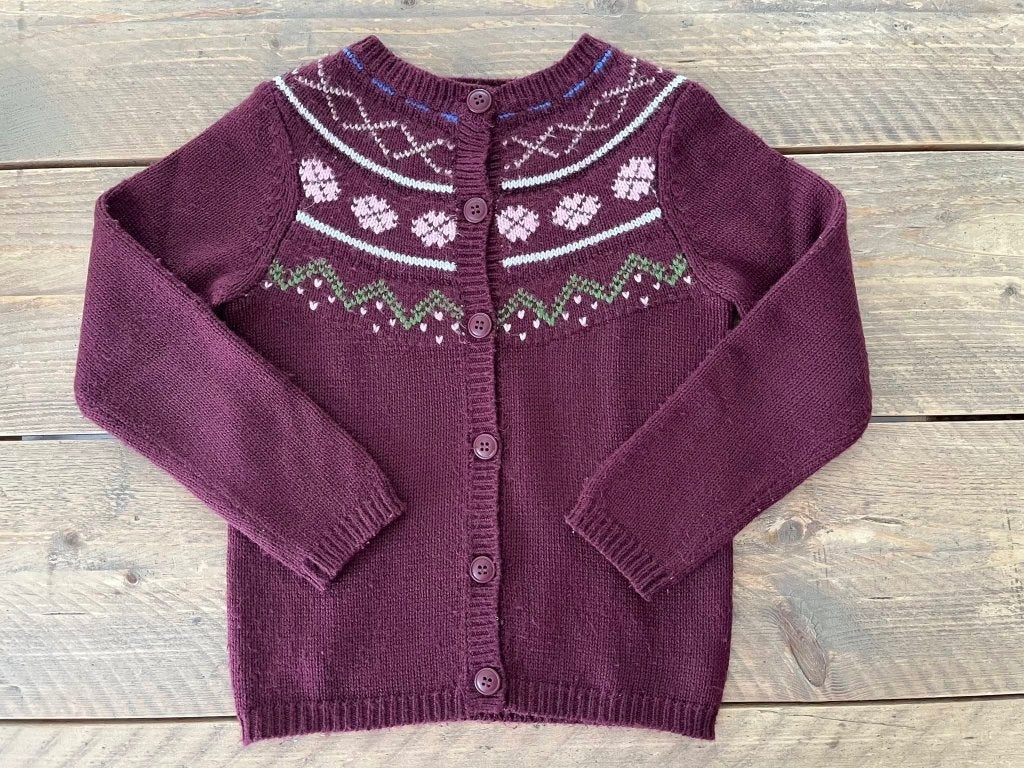 TEX warme bordeaux cardigan / vest met motief 122 - 128, Ophalen of Verzenden, Tex, Meisje, Trui of Vest