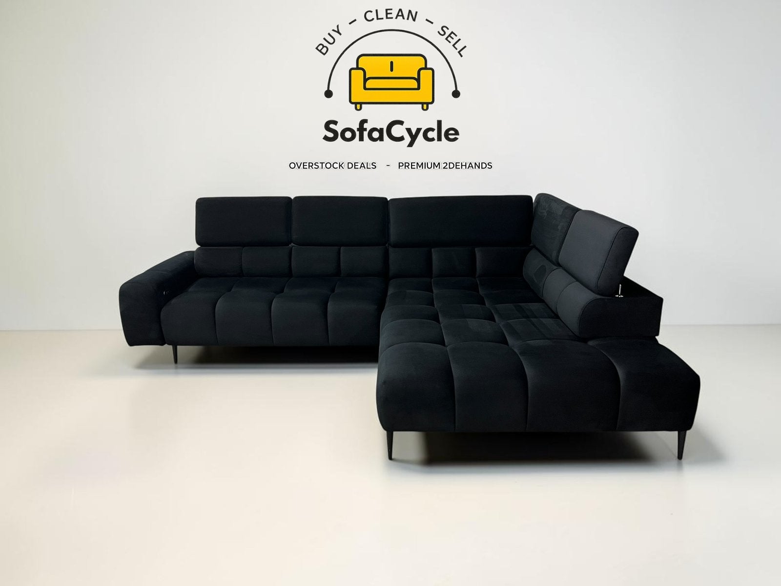 Fauteuil d'angle en velours avec fonction relax — Overstock, Neuf, Enlèvement ou Envoi, Autres dimensions, SofaCycle