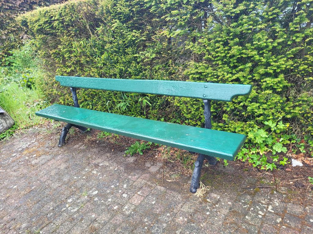 Tuinbank met gietijzeren poten lengte 2,50m, Tuin en Terras, Ophalen